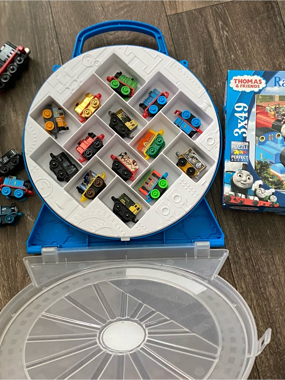 Thomas & Friends Blue Portable Train Case with Assorted Mini Engines